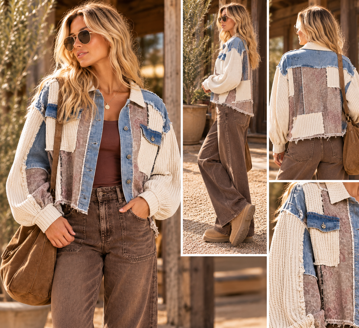Golden State Patchwork Denim & Knit Jacket