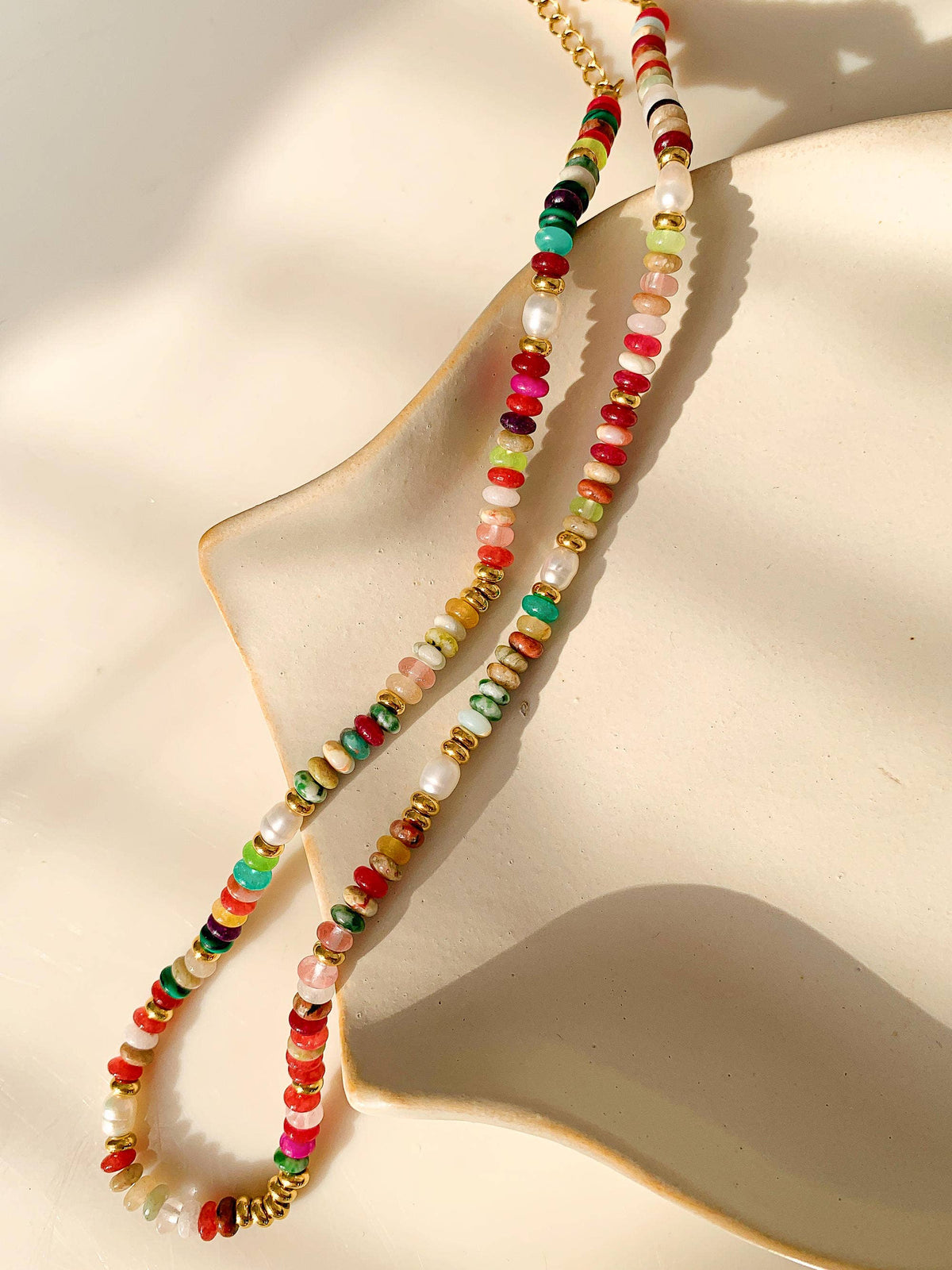 Good Vibes Necklace | Natural Stone & Pearl Beaded Necklace