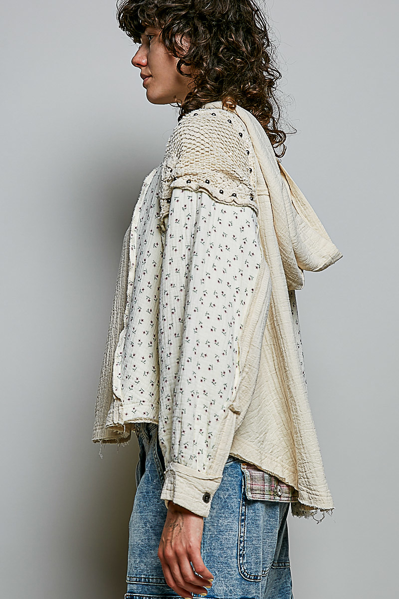Boho Biscotti Crochet Trim Hoodie
