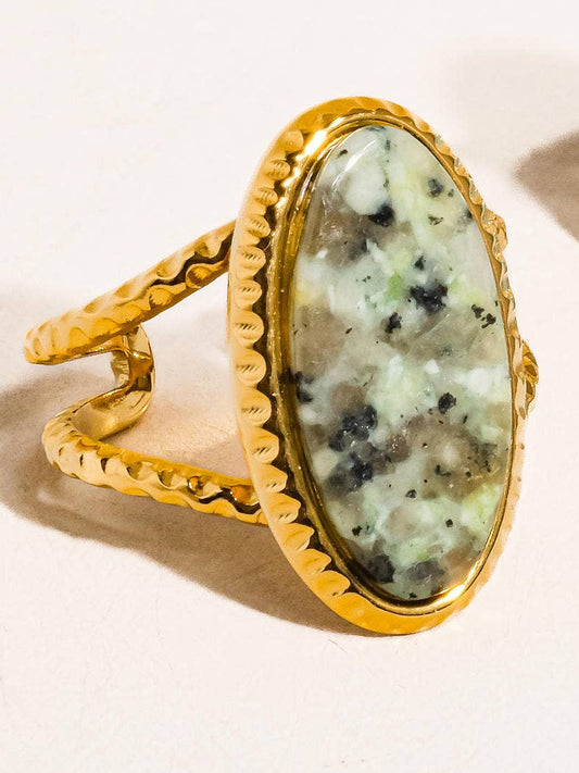 Topanga Stone Ring | 18K Gold Plated Natural Stone Adjustable Ring