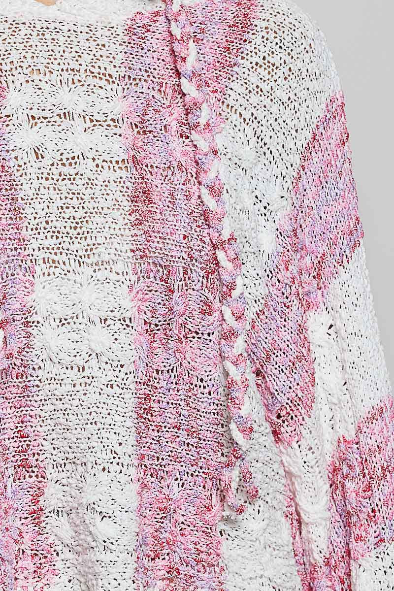 Pink Palisades Striped Knit Hoodie & Wide-Leg Pants Set