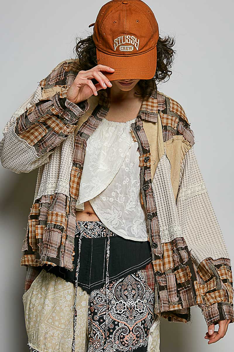 Sundance Jacket | Oversized Mixed Plaid Patchwork Jacket
