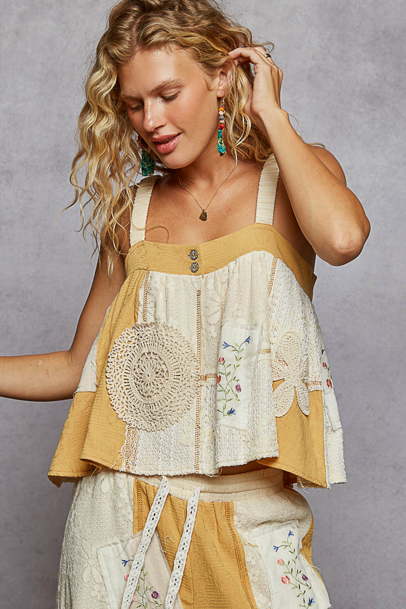 POL “ Dream Patch Set “ Boho Crochet Patchwork Matching Set | Golden Dream