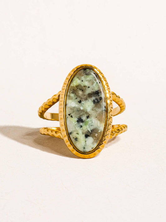 Topanga Stone Ring | 18K Gold Plated Natural Stone Adjustable Ring