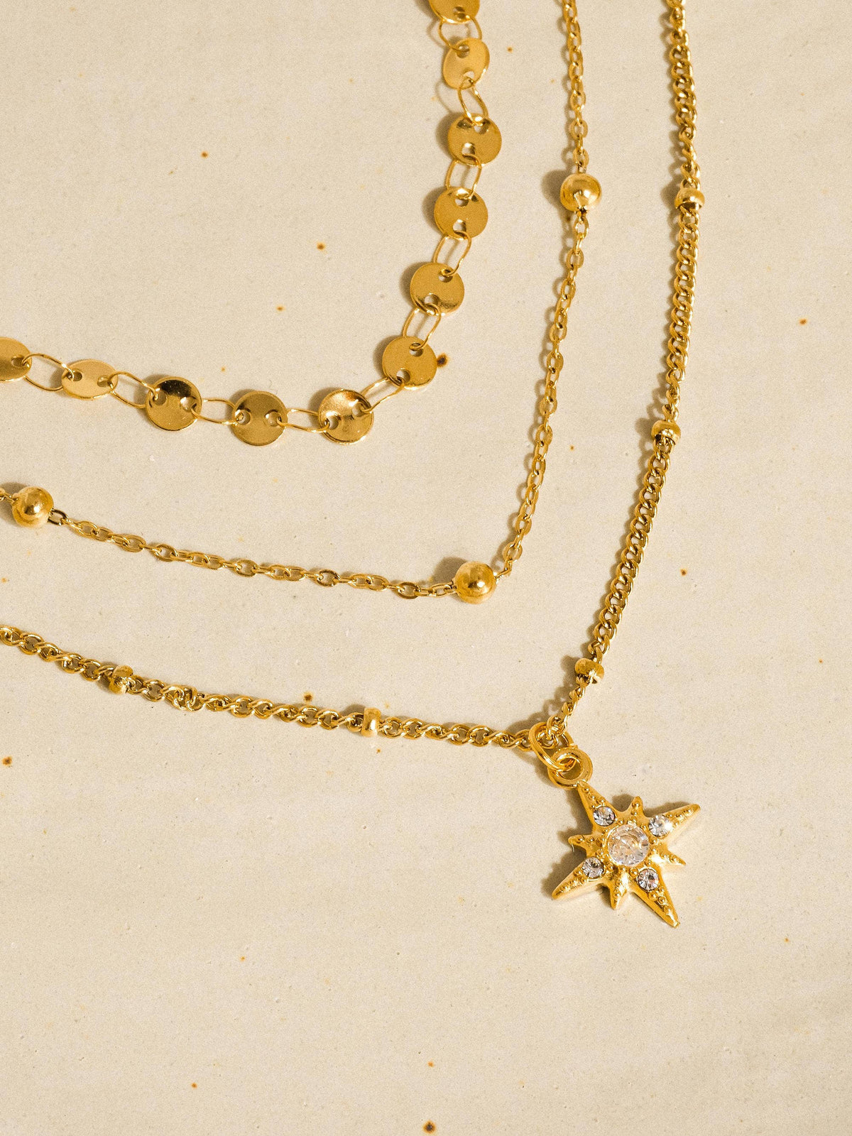 Golden Hour Star Necklace | 18K Gold Plated Layered CZ Necklace
