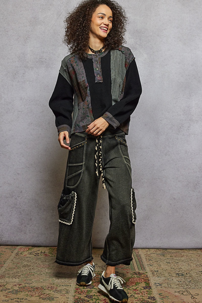 Fairfax Patchwork Thermal Top | Black/Charcoal