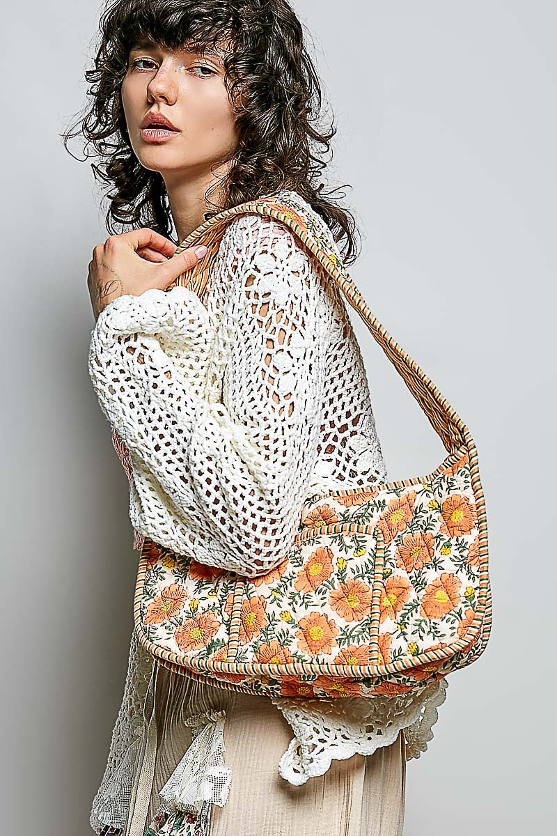 Runyon Quilted Shoulder Bag | Retro Floral Hobo Bag