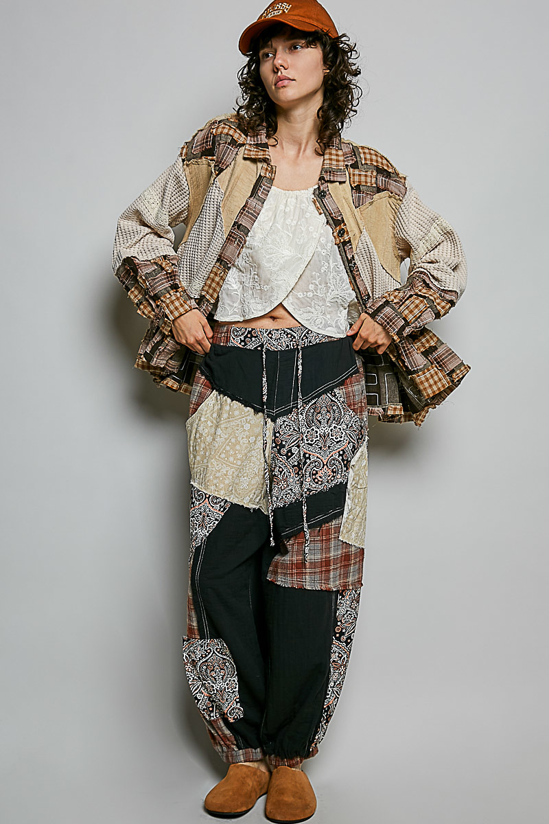 Sundance Jacket | Oversized Mixed Plaid Patchwork Jacket