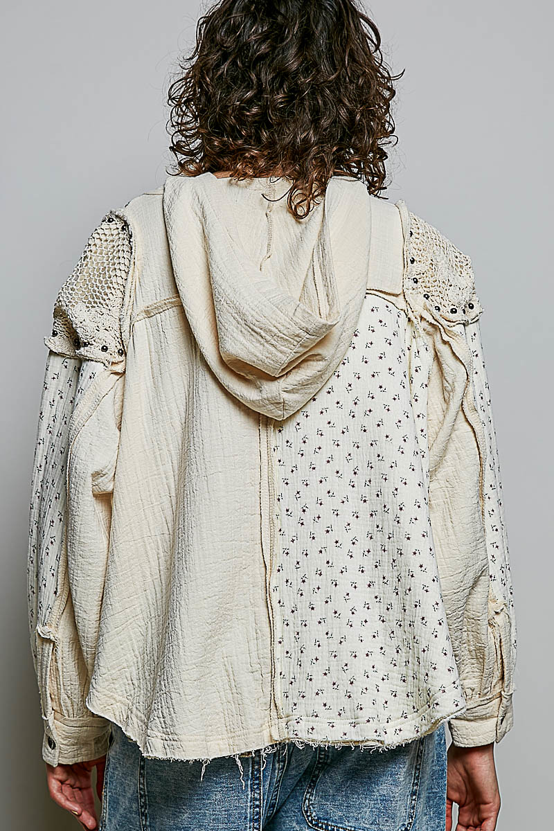 Boho Biscotti Crochet Trim Hoodie