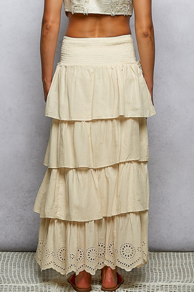 Saltwater Muse Shell Trim Cotton Maxi Skirt | Natural
