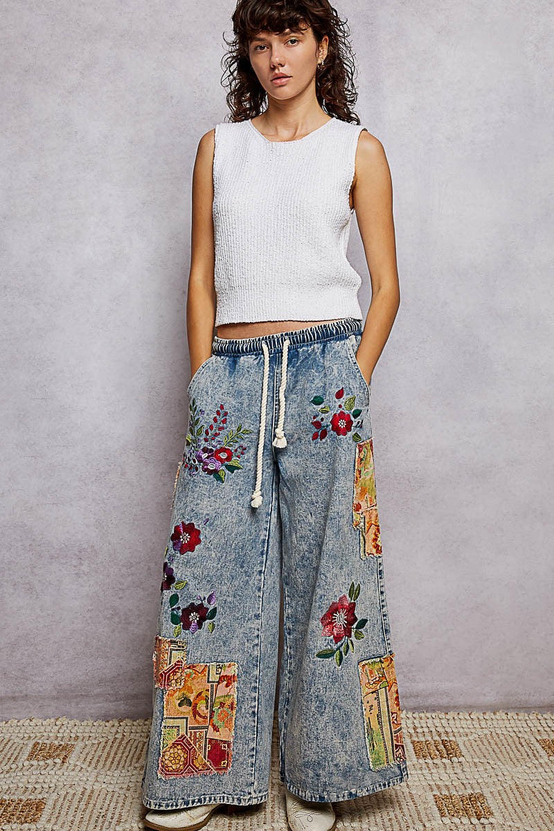 Alcove Brunch Floral Patchwork Jeans