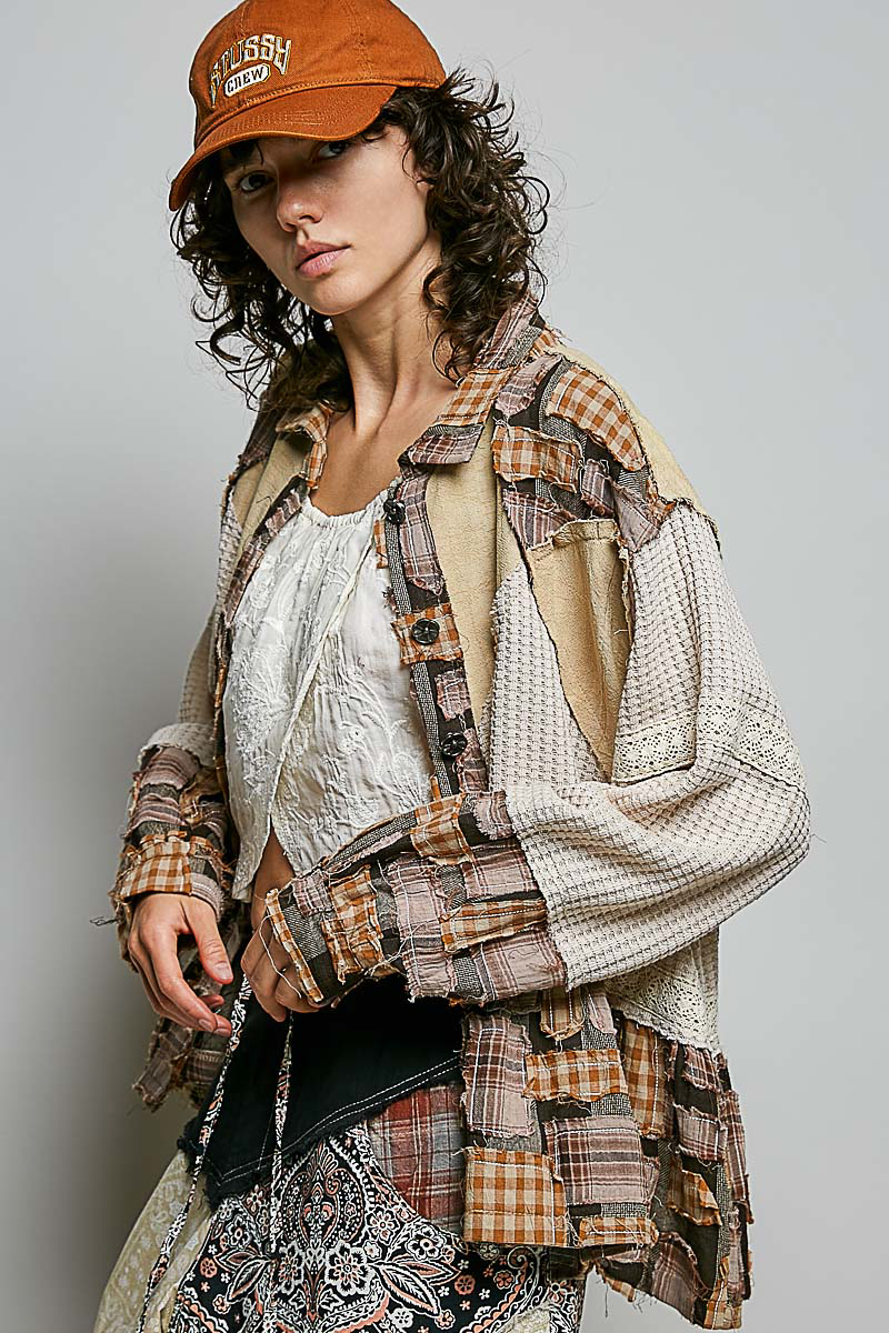 Sundance Jacket | Oversized Mixed Plaid Patchwork Jacket