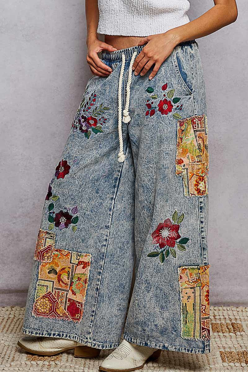 Alcove Brunch Floral Patchwork Jeans