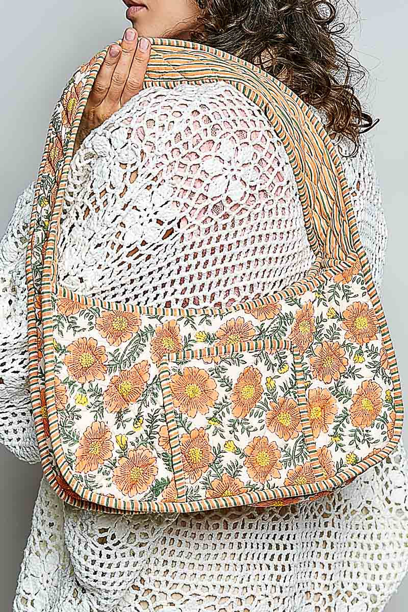 Runyon Quilted Shoulder Bag | Retro Floral Hobo Bag