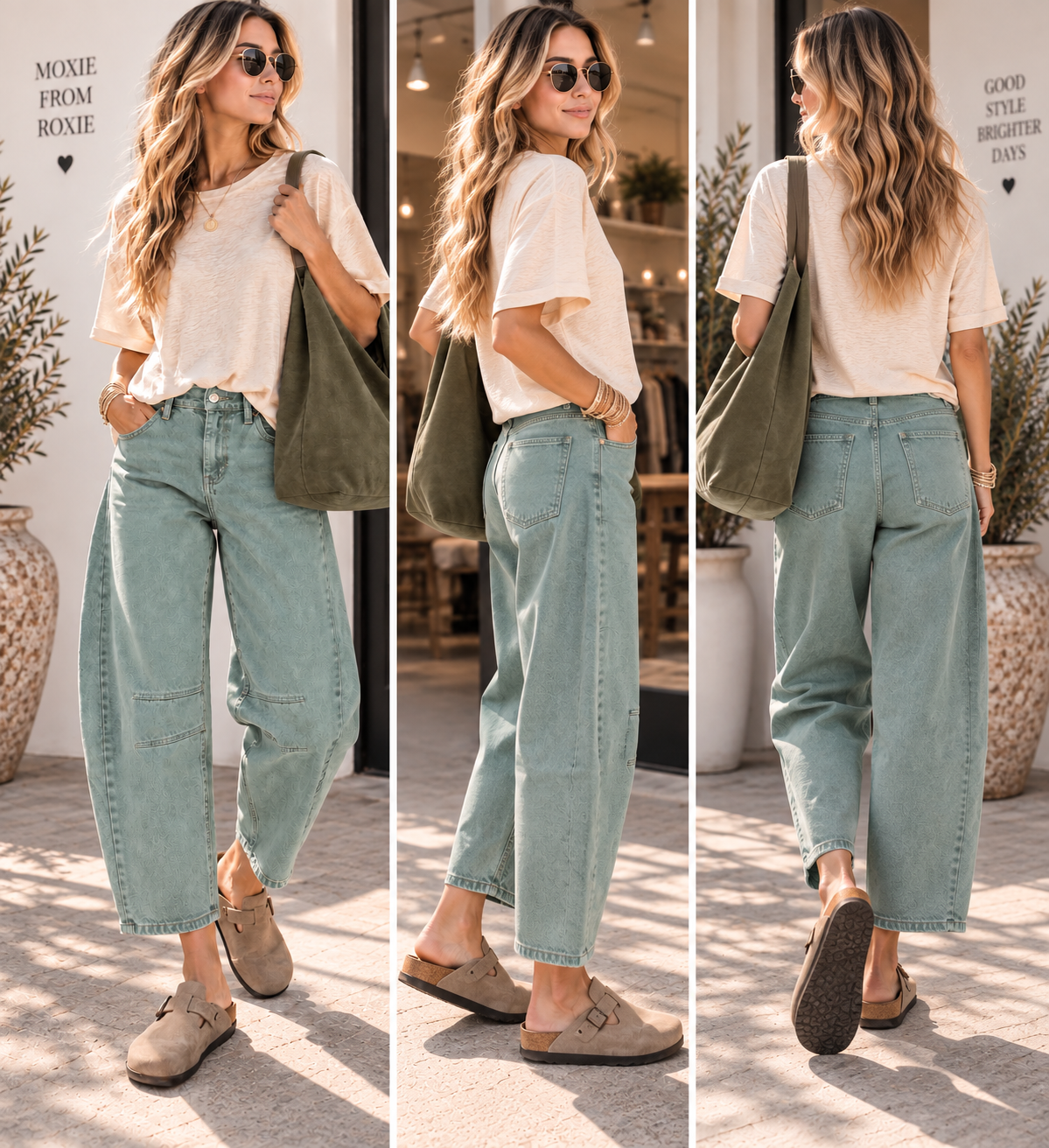 Westward Barrel Jeans | Sage Cropped Barrel Denim