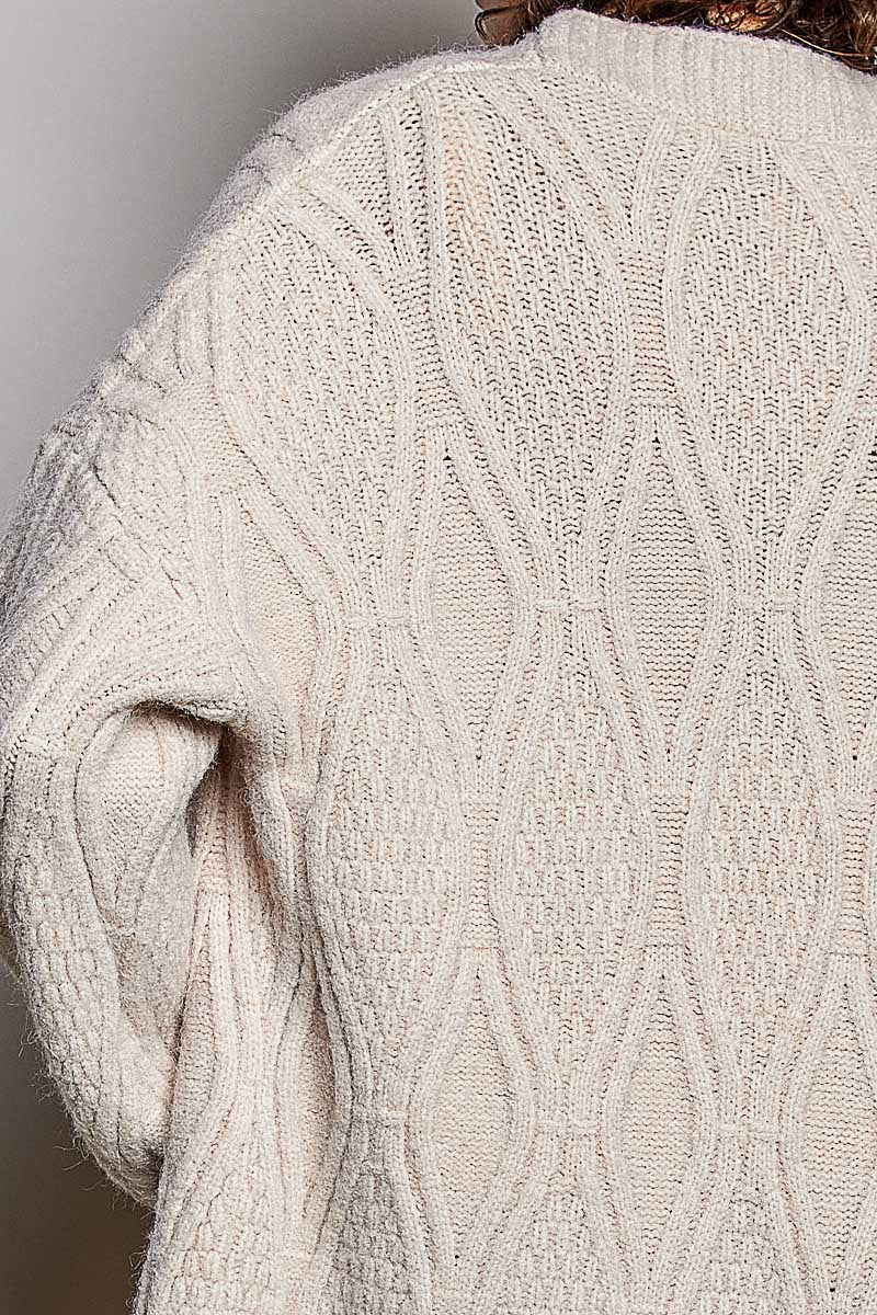 Mulholland Longline Cable Knit Cardigan | Almond