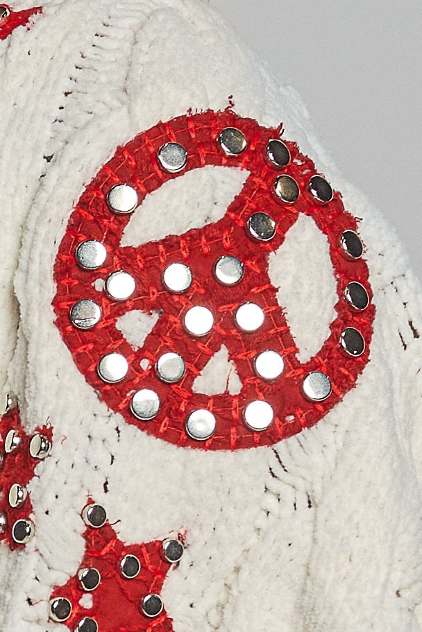 Wonderland Christmas Patch Chenille Cardigan | Cream