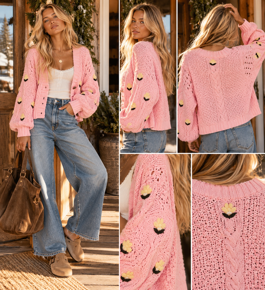 Cottage Crush Cardigan | Candy Pink